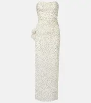 [Magda Butrym] Magda Butrym Floral-appliqué polka-dot maxi dress AU 4 white