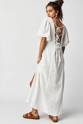 New Free People Jen's Pirate Booty Paraguay Maxi Gown $252 MEDIUM White