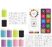 Sponge Finger Painting,Finger Painting Set Sponge Daubers Kit with Stencils - Craft Drawing Tool Washable Painting Kit for Card Making