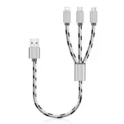 3 In1 Usb Charging Cable For Iphone / Micro Type 35Cm Light Slate Gray Cables & Adapters
