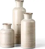 CwlwGO- Ceramic Rustic White Vase for Farmhouse Home Décor, Set of 3 Small Decorative Vases for Table, Living Room Décor,Decorative Touch to Any room's Decor.