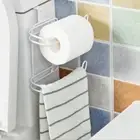 Wall Mounted Double Layers Roll Paper Rack Iron Drawer Back Hooks Kitchen