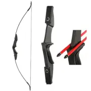 Archery 57" Takedown Youth Recurve Bow Hunting Black Long Bow for Beginner Te...