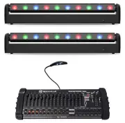 2 Chauvet DJ COLORband PiX-M ILS RGB LED Moving Strip Wash Lights+DMX Controller