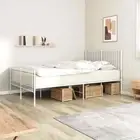 Double Size Metal Bed Frame Industrial Scandi Mattress Base Platform Steel White