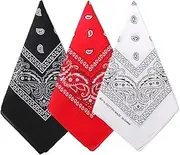 [Generic] 3 Pack Cotton Pattern Bandanas Face Mask Square Scarf Headwear