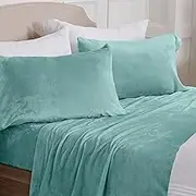 NY Loft Ultra Soft Micro Fleece Sheets Set with Extra Deep Pockets | Extra Soft Velvet Fleece Sheet Set | Super Plush Polar Fleece | Velvet Plush Cozy Warmth | Tribeca Collection (Full, Aquifer)