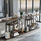 Long Sofa Table Behind Couch Industrial Entry Console Table Narrow with Storage