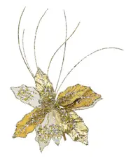 Gold & Platinum Cactus Flower Decorative Christmas Floral Pick - 25cm
