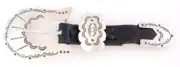 Navajo Handmade Sterling Silver Ranger Belt Buckle Set by Albert Tolino
