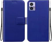 Compatible with Motorola Edge 30 Neo 5G Flip Kickstand case Cover,Compatible with Motorola Edge 30 Lite 5G Magnetic Wallet Case Blue