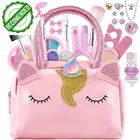 Kids Real Makeup Kit w Unicorn Purse, Washable Non-Toxic, Pretend Play Ages 3-12