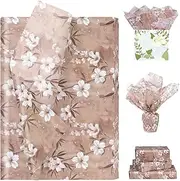 Floral Tissue Paper 100 Sheets - Apricot Blossom Flower Tissue Paper - Flower Printed Floral Wrapping Paper - Vintage Floral Tissue Paper for Gift Bags - DIY Craft Art Paper - 20"×14"
