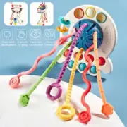 Baby Pull String Sensory Toys Silicone Teeth Activity Toy Toddler Finger Grasp