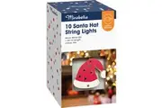 Mirabella Christmas 10 String Lights 1.3m Wooden Santa Hats each