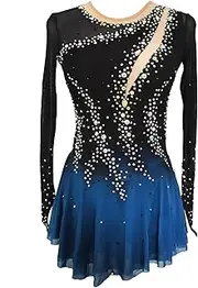 [JoyCan] Girls Black Sparkly Figure Skating Skirt for Ice Skating Performances