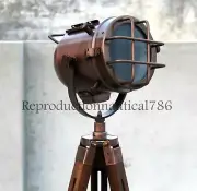 Nautical Studio Floor Lamp Tripod Searchlight Home Decor Spot Light Copper Lamp