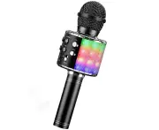 Wireless Bluetooth Karaoke Microphone with Built-In Speaker-black