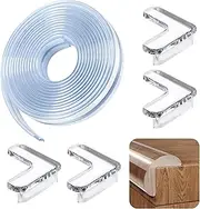 Jotia 5Pcs 2m Clear Corner Protectors Adhesive Tapes with L Shape Table Corner Protectors, Safety Edge Protection Clear Edge Protector Strip Desk Edge Cushion Tables Corner Guards Baby Proofing