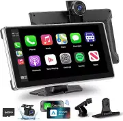 Wireless Carplay with 4K Dash Cam, 9" Portable Carplay Screen for Car, Apple Car
