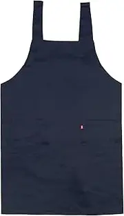 Edwin Apron, Adjustable Back Button, Plain, H-Shaped, Double Sided Pockets, Navy, M