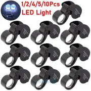 1~10Pcs 40X Illuminated Jewelers Eye Loupe Foldable Magnifier Bright LED Light