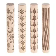 5pcs Wood Roller 10cm Moon Stars Grass Tree Lines Pattern Wooden Pottery Tools