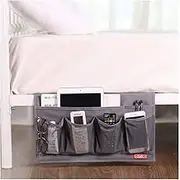 6-Pocket Bedside Storage Organizer Table Cabinet Caddy for Remotes Phone Glasses (Grey)