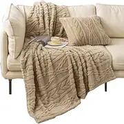 [YUSOKI] Sherpa Throw Blanket-3D Stylish Design Super Soft Fuzzy Cozy Warm Blanket Thick Plush Fluffy Furry Blankets for Teen Girls Women Couch Bed Sofa Chair Men Boys Gift(Tan,50"x65")