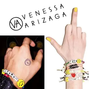 【Venessa Arizaga】PEACE LOVE HAPPINESS 愛心笑臉銀色手鍊(手鍊)