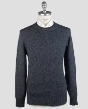 Brunello Cucinelli Blue Lambswool Cashmere Sweater Crewneck Man