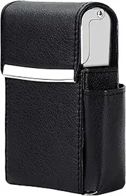 [Aatacas] PU Leather Sliding Cigarette Box Case with Lighter Holder and Belt Loop for Men and Women Unisex
