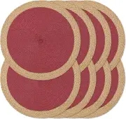 Noctiflorous round Braided Placemats Set of 8 Table Mats 15 Inches Washable Heat