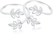 [GLOW SPECTRA JEWELS] Ladies Leaf Toe Ring Solid Metal 925 Sterling Silver 14k White Gold Plated, Metal, metal