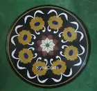 24" Marble Sofa Table with Royal Look Floral Design Inlay Work Coffee Table Top
