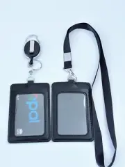 Swipe Work Faux Leather Opal Card Holder Security Retractable Tag Lanyard Strap