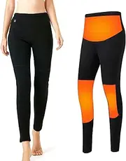 [LIUHD] Electric Heated Warm Pants Women USB Electric Heating Pants Heating Base Layer Elastic Trousers Insulated Heated Underwear for Camping Hiking