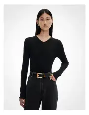 [Witchery] Hi V Neck Rib Knit in Black