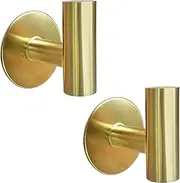 Adhesive Towel Hooks 2 Pack Gold Heavy Duty Stainless Steel Wall Mounted Coat Hook for Towels, Robe, Hat, Sponges, Keys - Kitchen Bedroom Bathroom Door