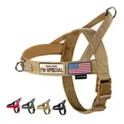 No Pull Dog Harness with Soft Padded Handle,Reflective Strip Medium Brown