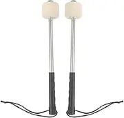 Bass Drum Mallet Felt Head Percussion Mallets Timpani Sticks with Stainless Steel Handle 1 Pair Black