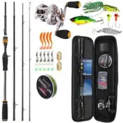 1.8-2.4m Fishing Rod Reel Combo 4 Sections Carbon Fiber Casting Rod Lure Set