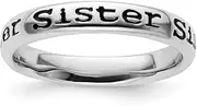 [Stackable Expressions] 925 Sterling Silver Patterned Stackable Polished Enameled Sister Ring Size 8-Stackable-Ring for Women