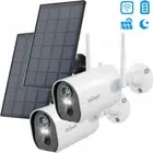 2Pcs 2K Solar Powered Security Camera Outdoor Home Wireless CCTV Night Vision