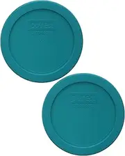 [Pyrex] 7200-PC Turquoise Round Plastic Food Storage Replacement Lids - 2 Pack Made in the USA