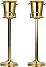 Mipau Champagne Bucket with Stand,Ice Bucket with Stand Stainless Steel Bucket Wine Chiller On Stand 12Lb Hammered Tall Ice Bucket Stand for Party Bar Ktv Bbq Home,3ft (Gold (2 Packs))