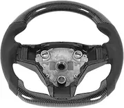 LESANGBAIHUODIAN Carbon Fiber Steering Wheel Full Nappa Leather Grips Fit for Tesla Model 3 2017-2020