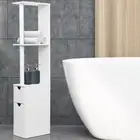 Bathroom Cabinet Storage Shelf Toilet Holder Cupboard Laundry Doors White Modern
