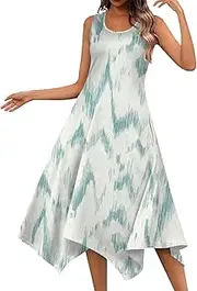 [Generic] Cyber Monday,Trending Dresses for Women 2024,Mini Dresses for Women Graduation Dress Plus Size Floral Wedding Guest Dresses for Women Tank Dress(24-Dark Green,L)