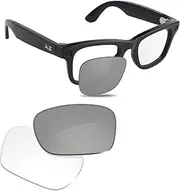 [Glintbay] Replacement Sunglass Lenses Compatible with Ray-Ban RW4006 Photochromic Clear Optics for Meta Wayfarer Frames 50mm